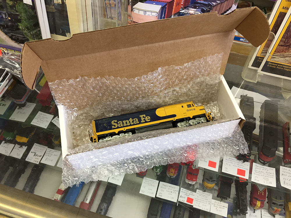 Model train in BCW storage box
