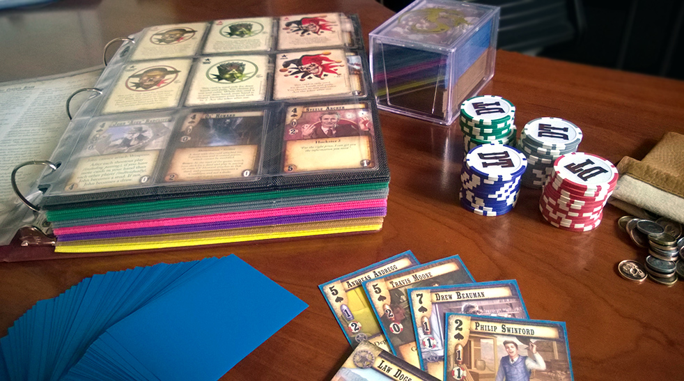 Doomtown Cards and Chips with Card Supplies