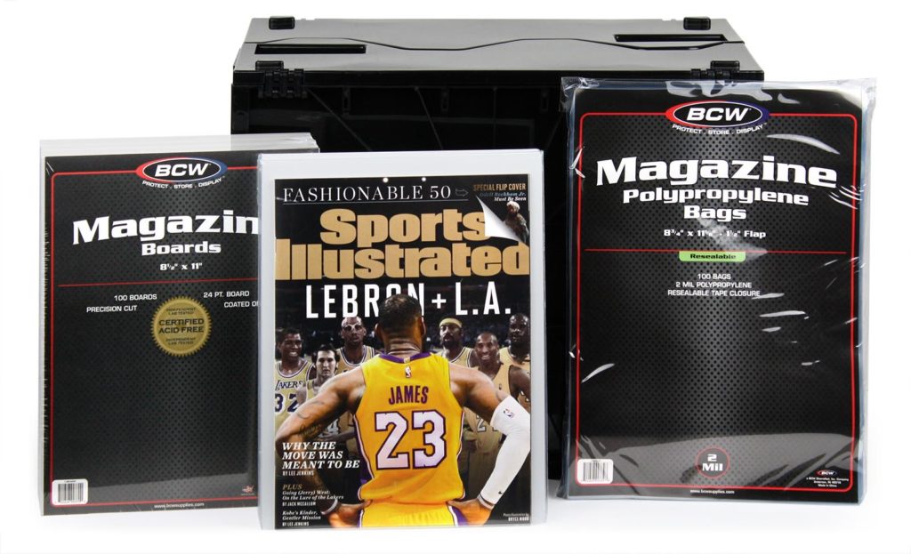 BCW Magazine bin, magazine bags, magazine boards, with Sports Illustrated issue