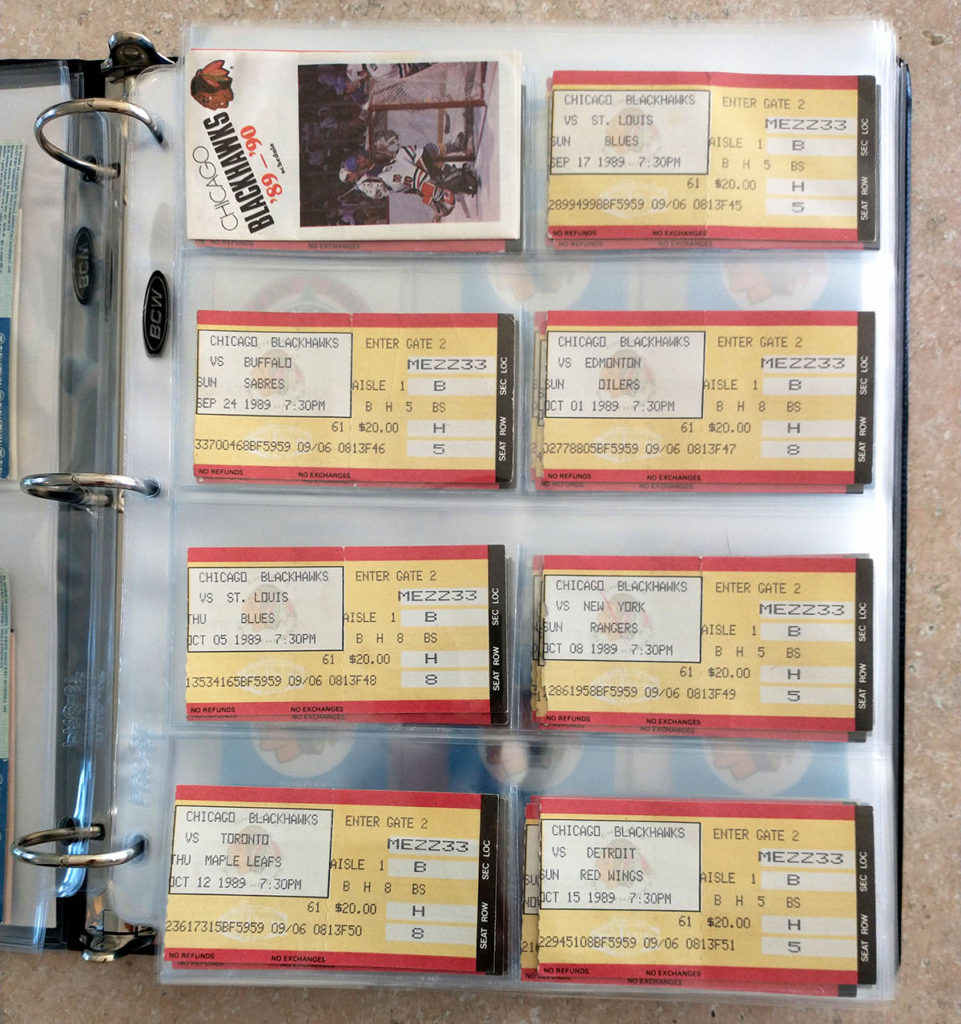 Ticket stubs in 8-pocket pages