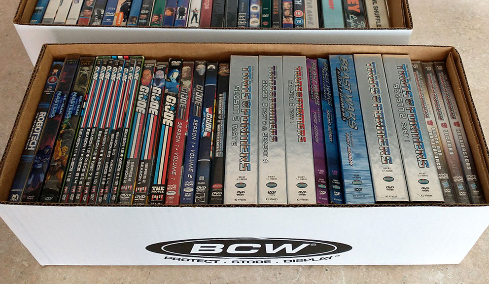 DVDs stored in a Media box