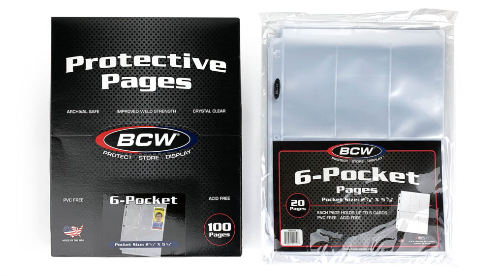 100 and 20 count packs of 6-pocket protective pages