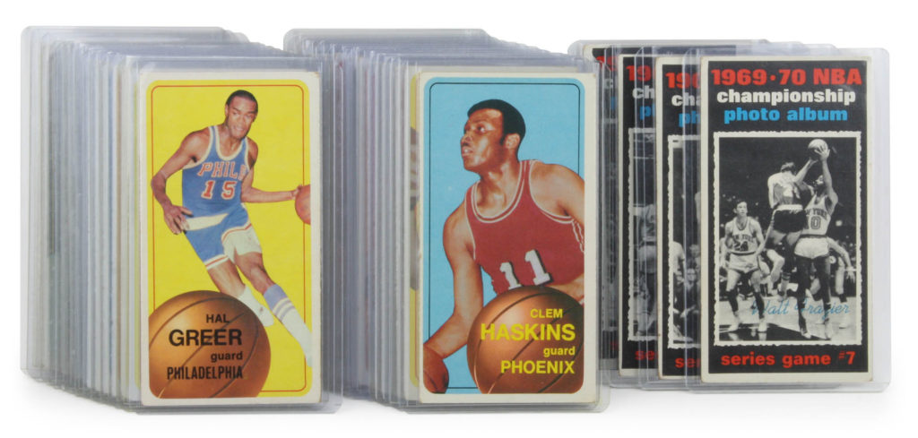 Tall basketball cards in sleeves and toploaders