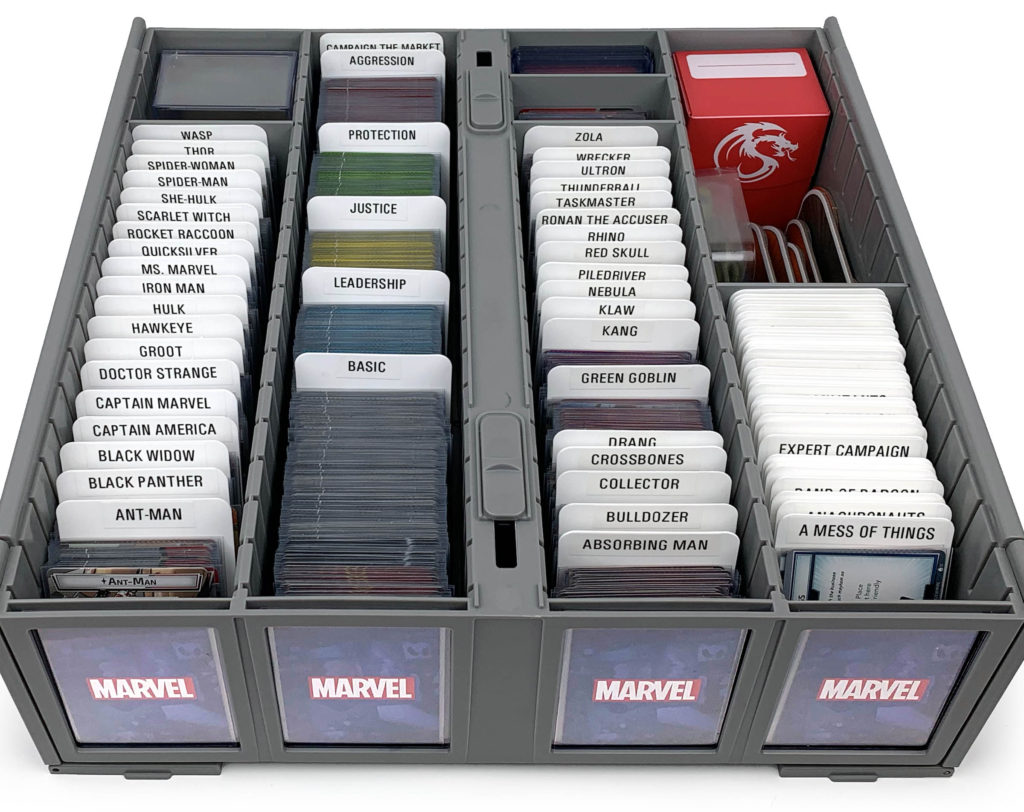 Marvel Champions Cards in Toploaders and a 3,200 ct. Card Bin