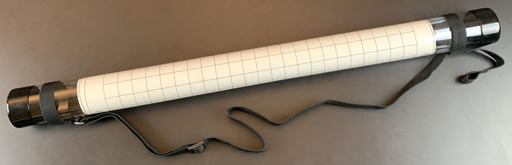 BCW poster tube with strap storing wet-erase battle mat