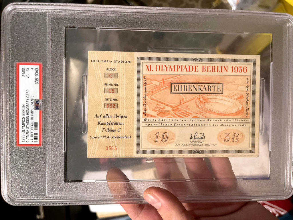 Graded ticket from 1936 Berlin Olympic Games