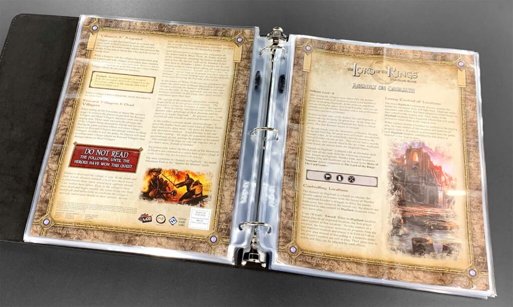 Lord of the Rings rulebooks in BCW document pages