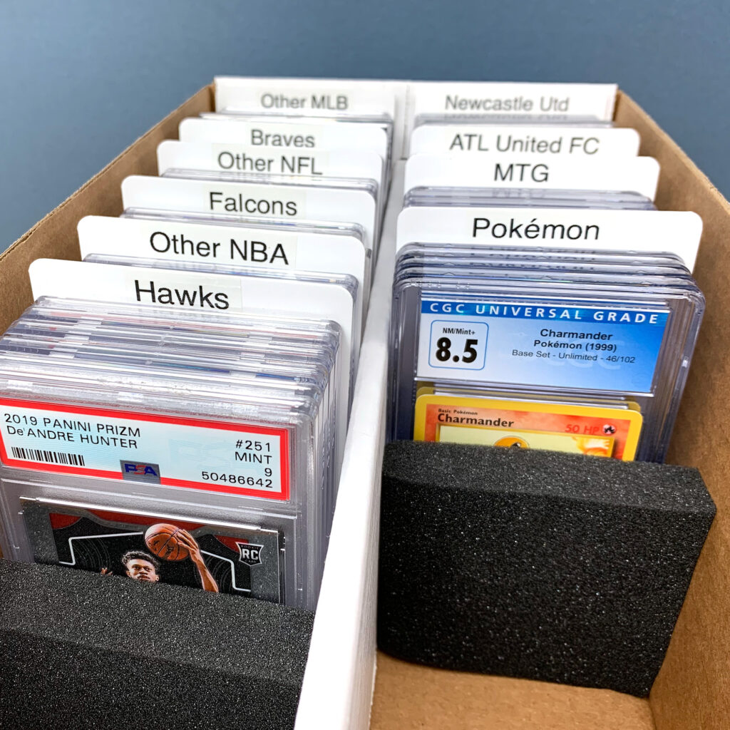 Graded Cards and Card Dividers in a Graded Shoe Box