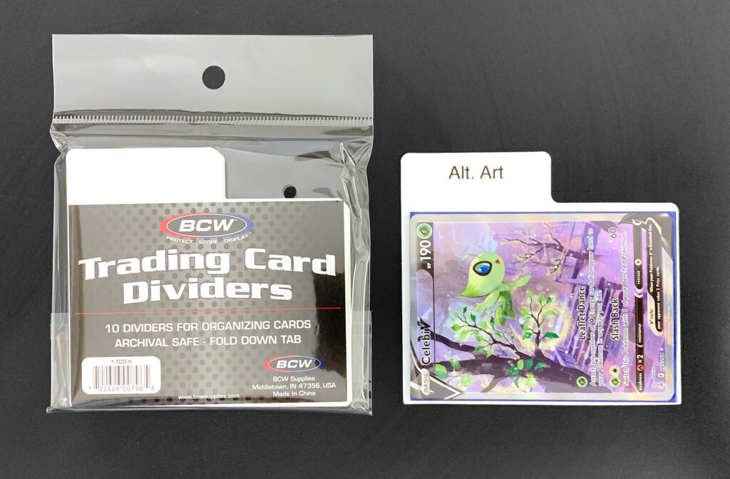 BCW Horizontal Card Dividers with a Sleeved Pokémon Card