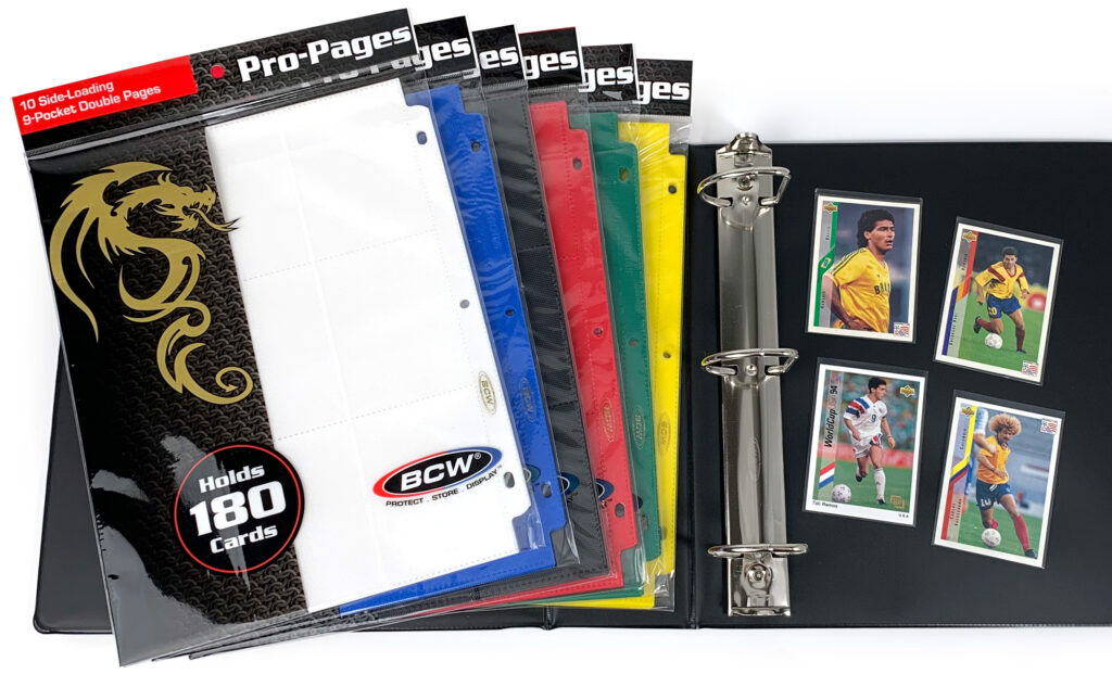 Colored 18-Pocket Pages with Soccer Cards