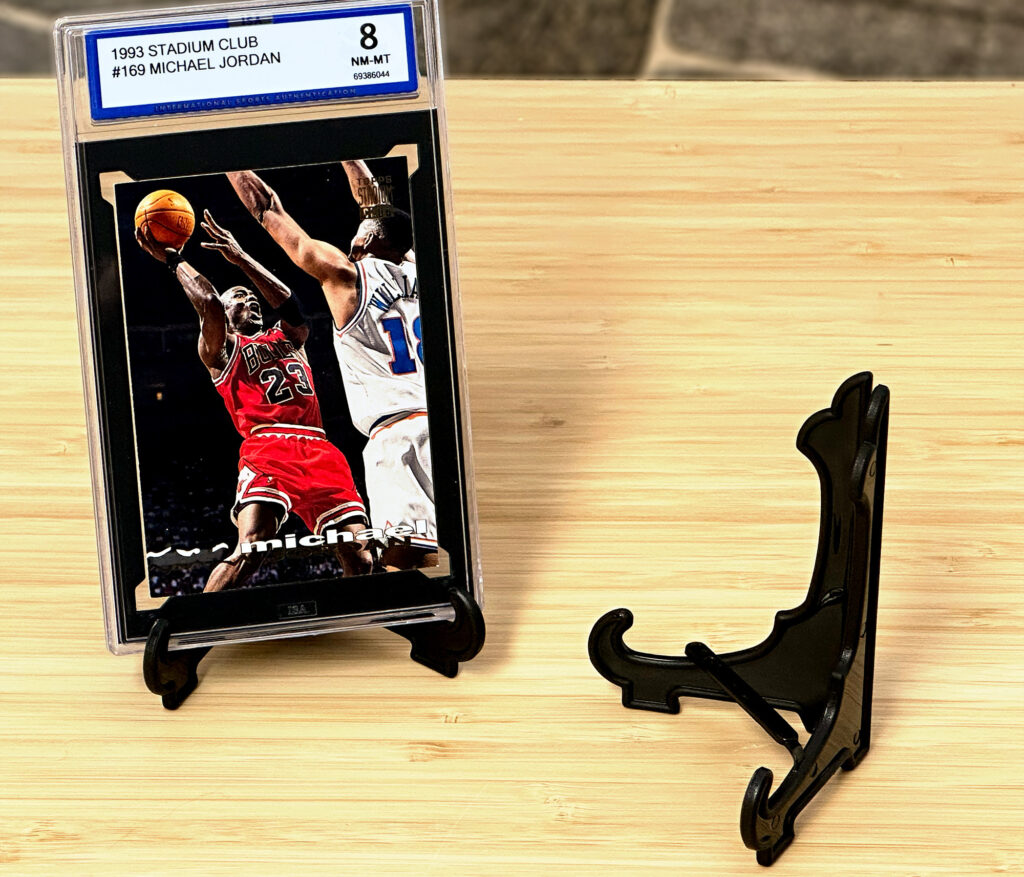 Graded basketball card with BCW Foldable Stand