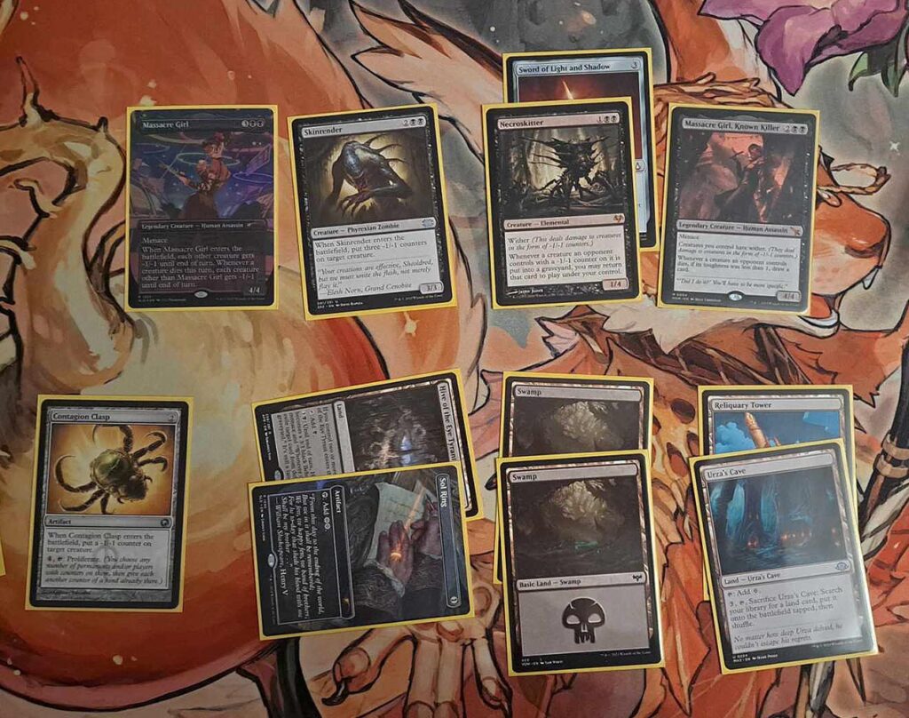 Sample of cards used in the commander deck