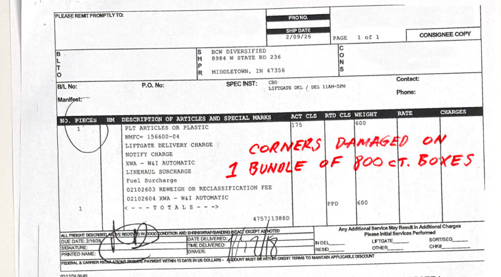 Sample Bill of Lading