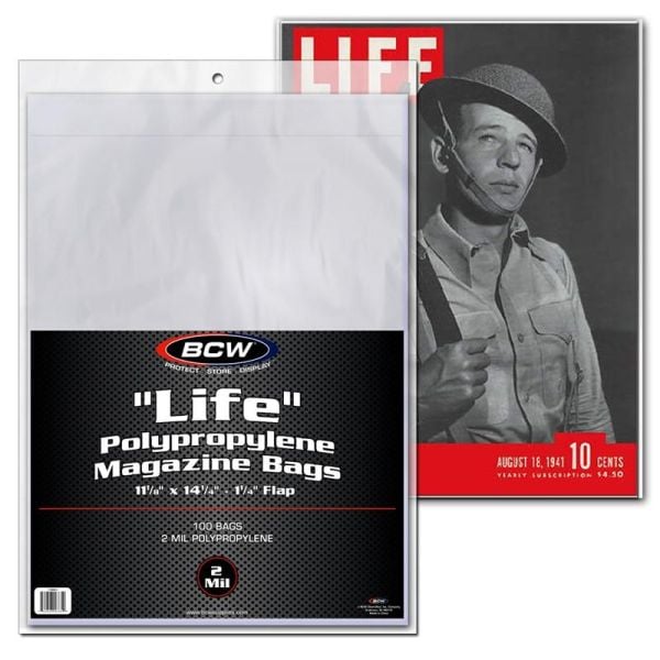 (5) Life Magazine Topload Holders - Rigid Plastic Sleeves - BCW Brand