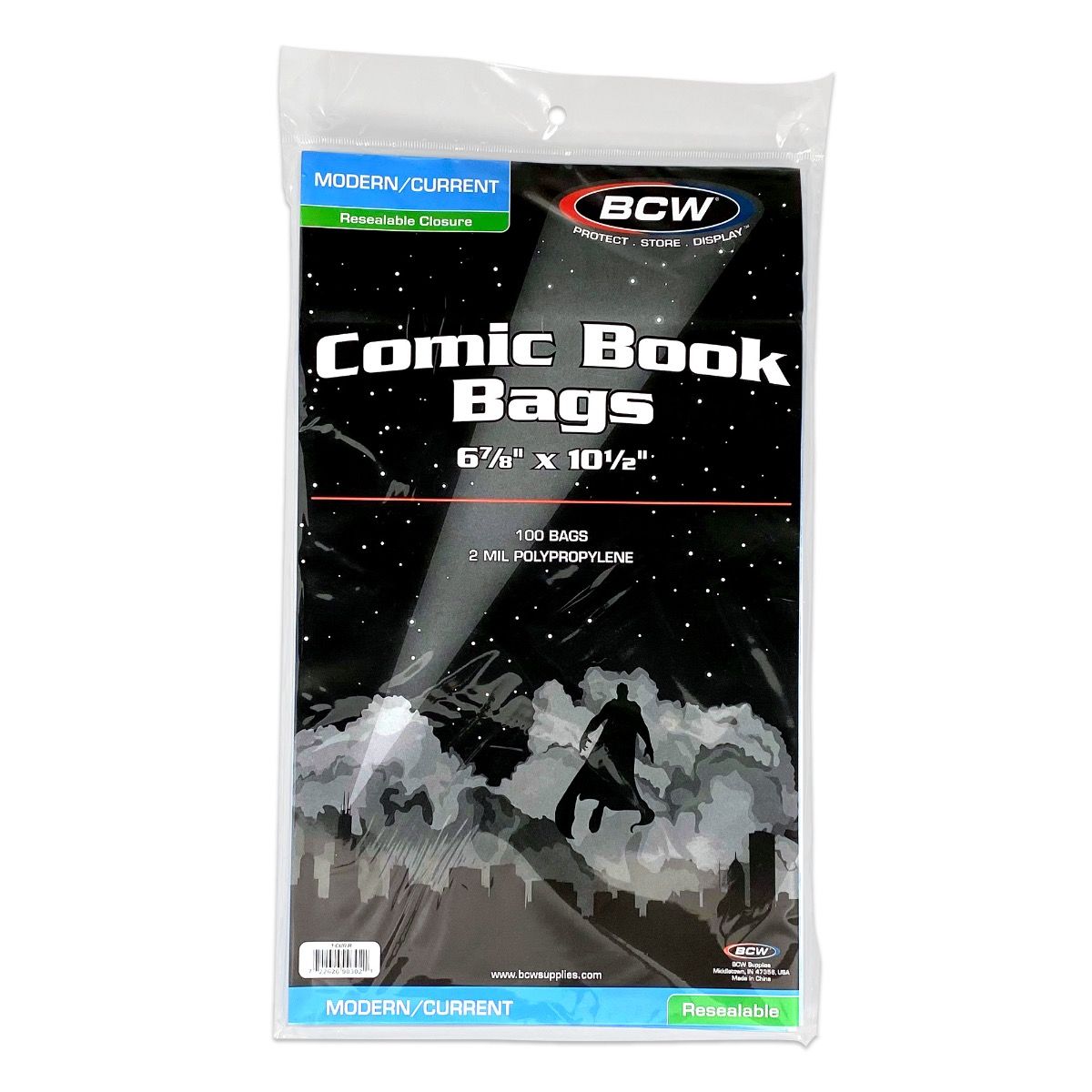 BCW Resealable Silver/Regular Comic Book Bags, Clear 2-mil Polypropylene |  7-1/8 x 10-1/2 | 100-Count, Holds Silver Age Comics