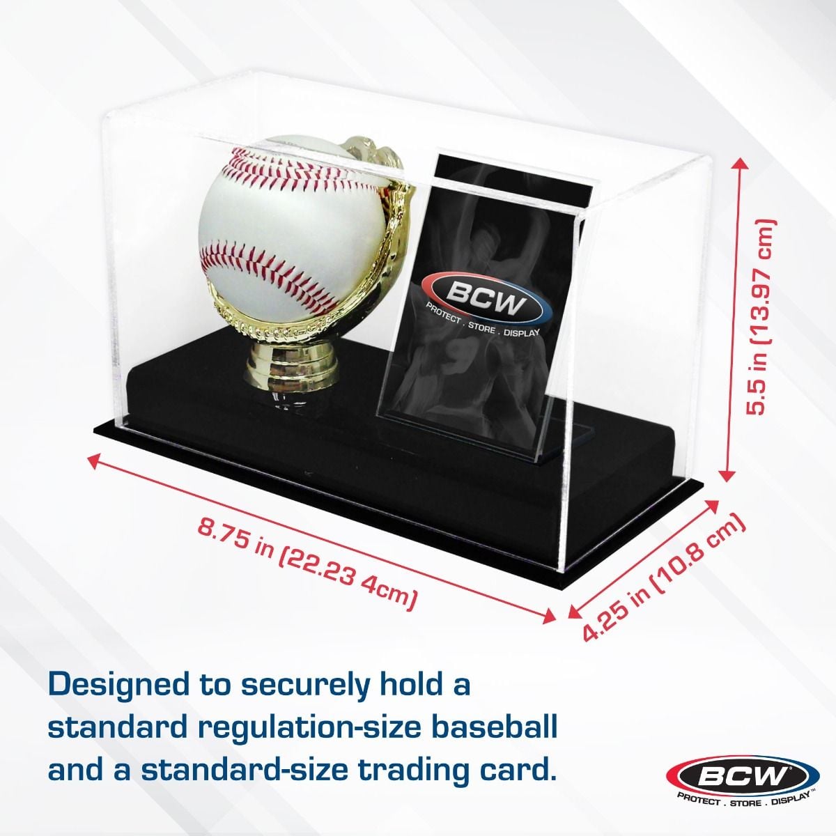 Acrylic Gold Glove Ball and Card Display