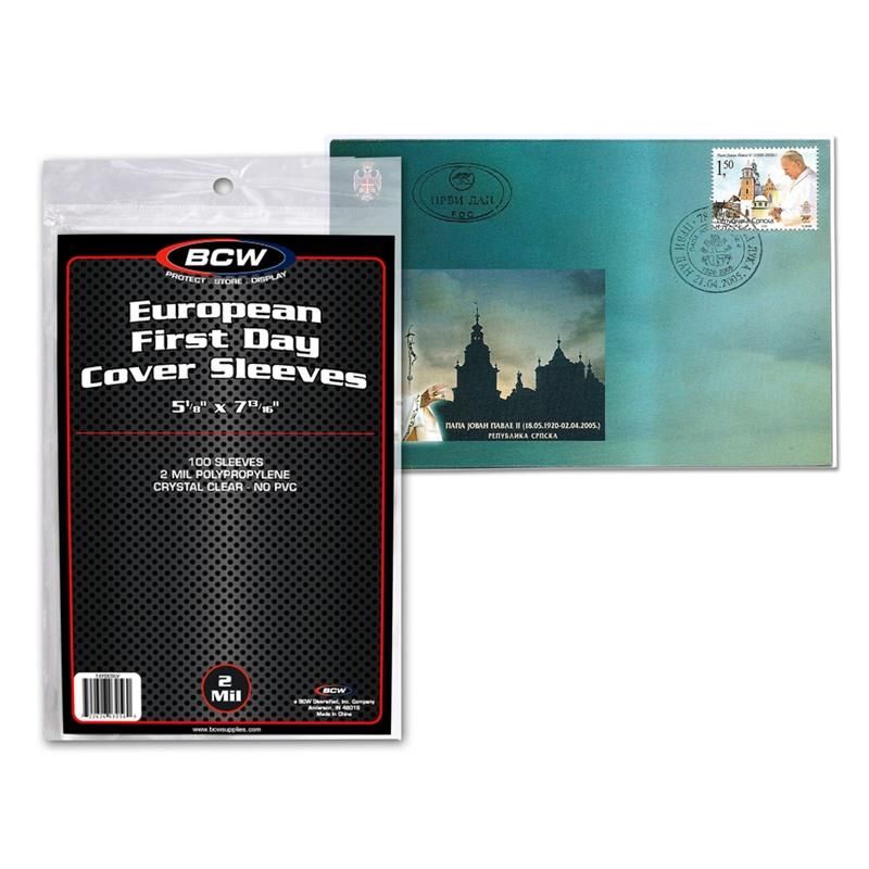 200 First Day Cover Poly Sleeves – #6 Size, 2 Mil Crystal Clear, By BCW