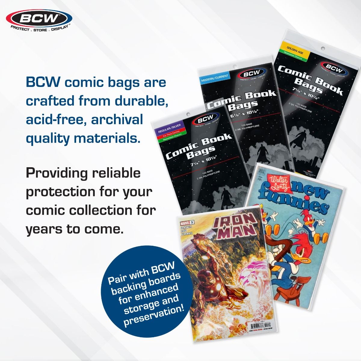 Resealable Golden Comic Bags - Thick