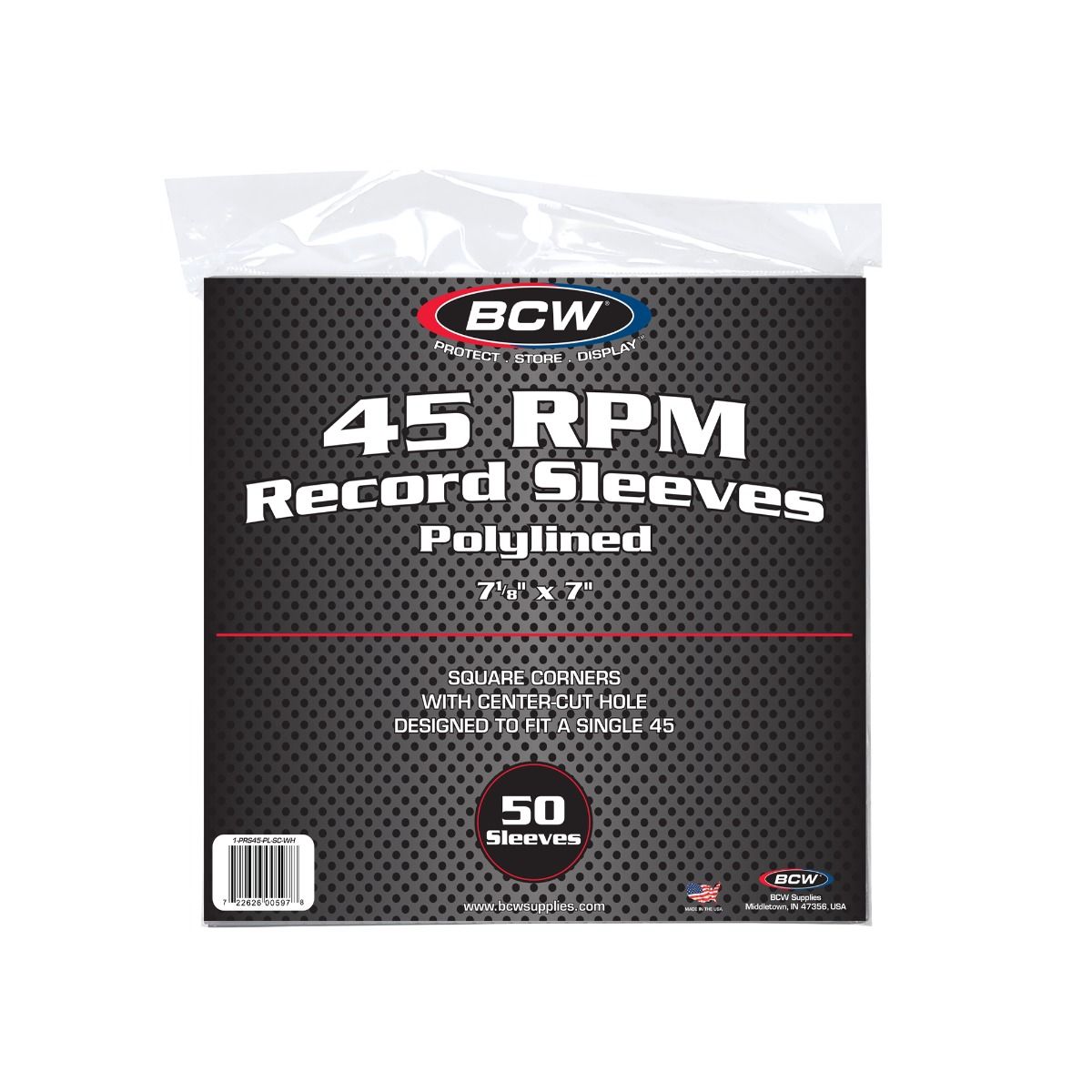 Paper Record Sleeves 45 RPM - Polylined - SQ Corners - With Hole
