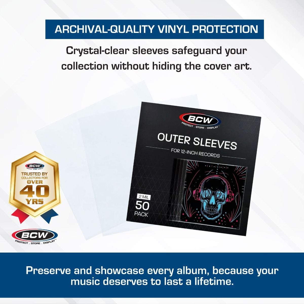 vinyl card sleeves BCW: 12 Inch Record Sleeves - Polypropylene