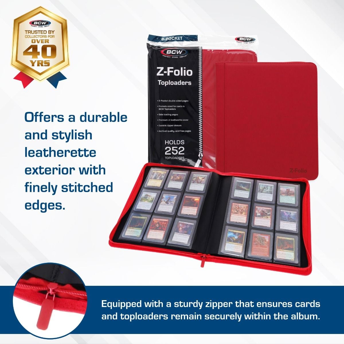 Z-Folio 9-Pocket LX Album - Toploaders - Red