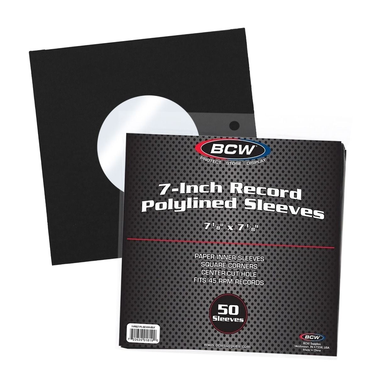 7-Inch Record Paper Inner Sleeves - Polylined - With Hole - Black