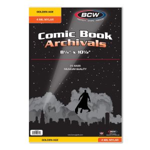 BCW 100 Pack Golden 2-Mil Poly Comic Bags & Backing Boards – Acid-Free & Resealable