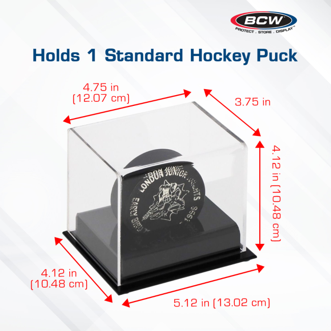 hockey card and puck display case 20 Cabinet Holder Wall Rack 98% UV Protection Also Fits Pucks in Square Plastic Case (Mahogany Finish) : Sports & Outdoors Secure BCW Acrylic Base Display -