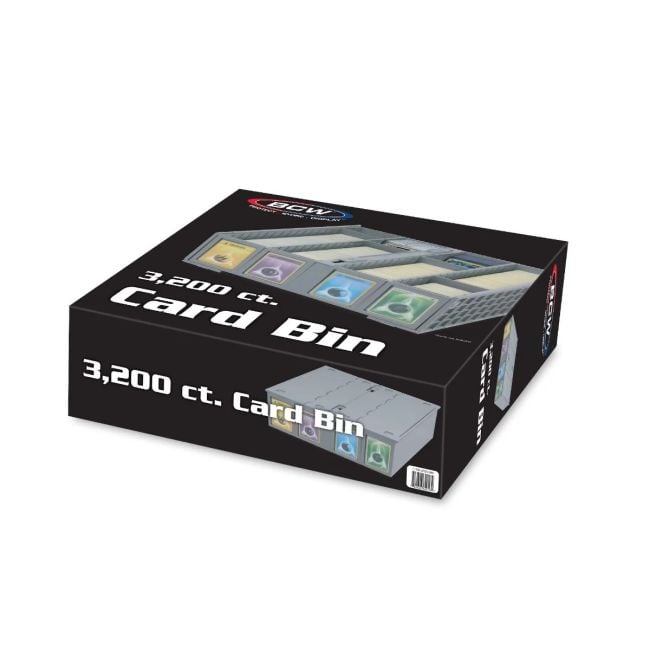 BCW 3200-Count Gray Plastic Trading Card Storage Bin - 4 Compartments, Stackable
