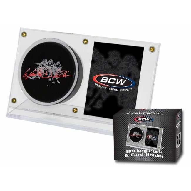 hockey card display case Hockey Puck & Card (120PT) Clear Flip Display Case
