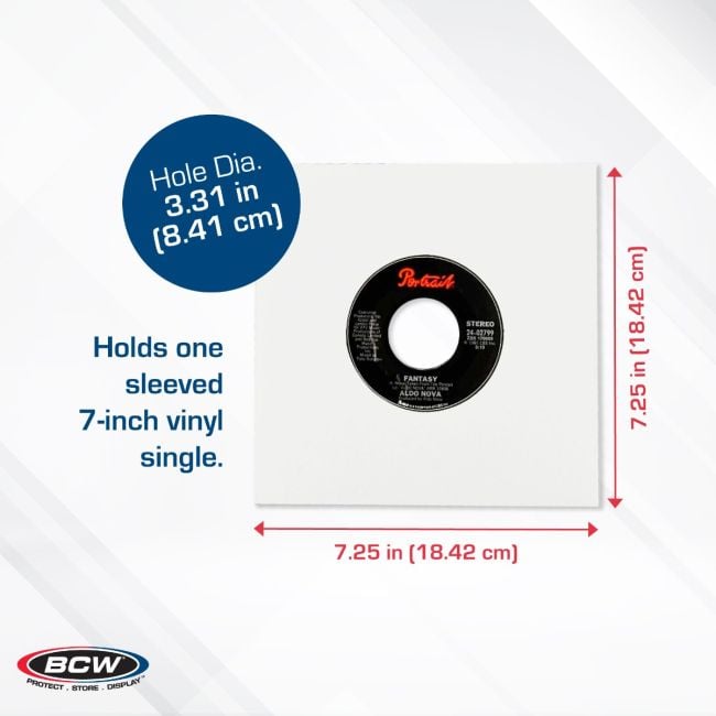7 Inch Record Paper Jacket - With Hole - White