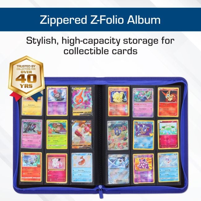 zfolio card binder BCW Z-Folio 9-Pocket LX Album - Grey | Secure Zipper Organizer | Premium Leatherette Card Collection Unlike a binder with removable pages Z-Folio 9-Pocket Album | CardsHQ