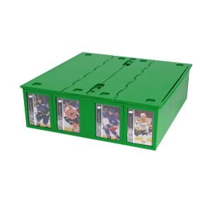 Collectible Card Bin - 3200 - Green angled closed with sports cards