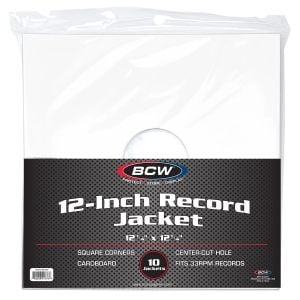 12 Inch Record Paper Jacket - With Hole - White