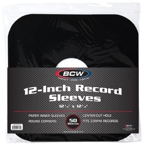 12-Inch Record Paper Inner Sleeves - Round Corners - With Hole - Black