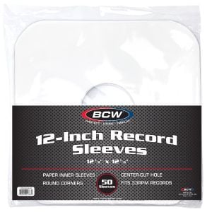 12 Inch Record Paper Inner Sleeves - Round Corners - With Hole - White