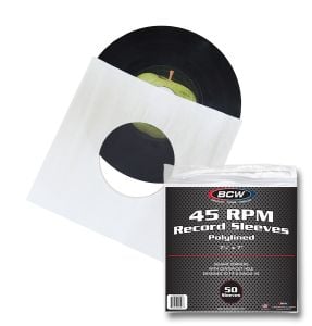 Paper Record Sleeves 45 RPM - Polylined - SQ Corners - With Hole